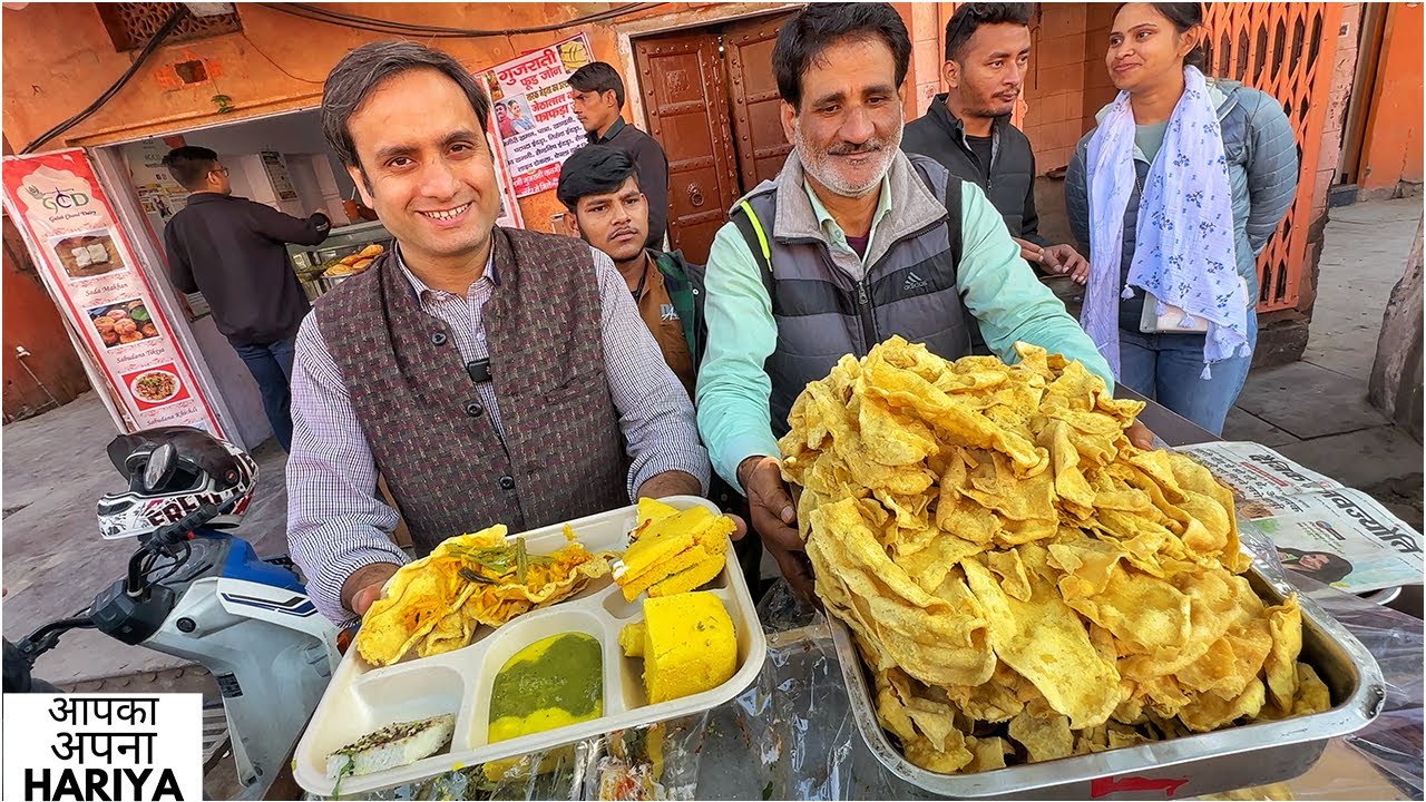 100/- Rs Street Food India   Jethalal ki Thali   Bedmi Poori Bhaji, Khaman, Makhan Fafda Jalebi