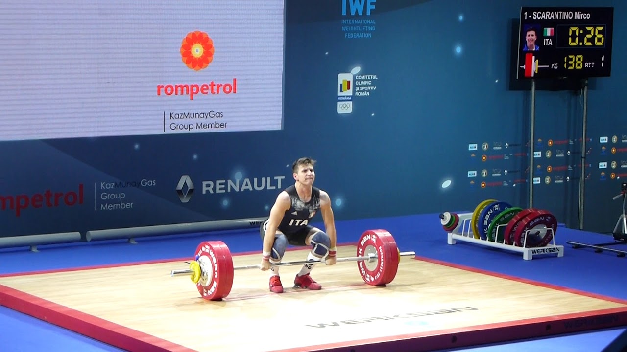 EWC Bucharest 2018 Men 56 kg Mirco Scarantino Clean and Jerk 138 kg