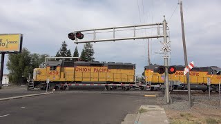 UP 1450 West Sac Port Local With GP22T4 Light South, 14th Ave. Railroad Crossing, Sacramento CA