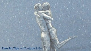 How to Draw People Kissing Under the Rain - Lovers