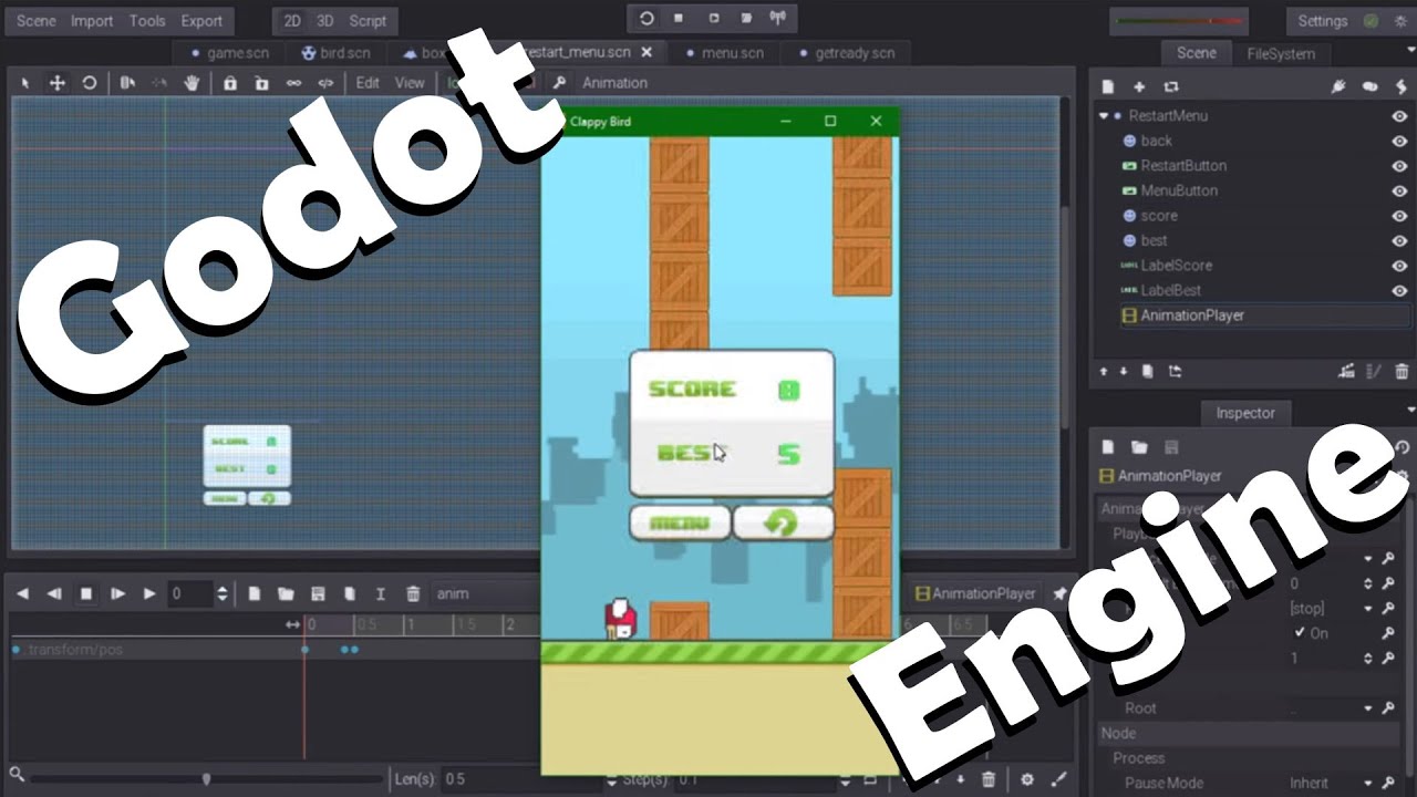 Timelapse Clappy Bird Coding [Godot Engine, 5h in 10min] - YouTube
