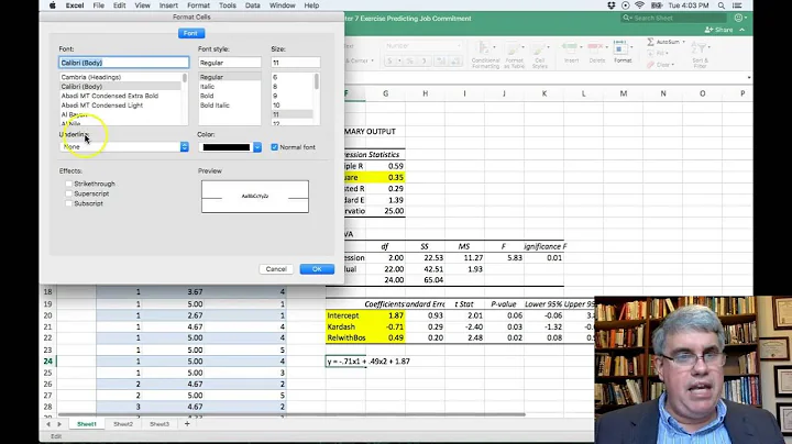 How to do Multiple Regression in Excel 2016 for Mac (Job Commitment Example)