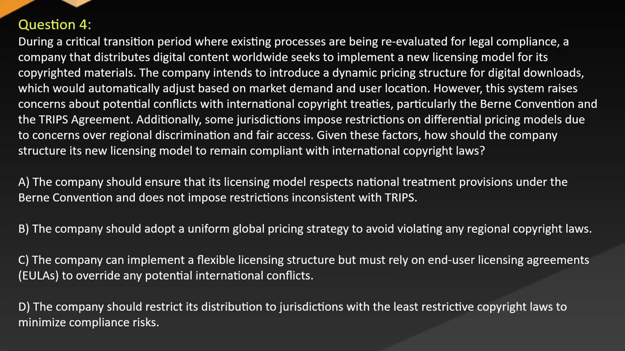Copyright Law Exam Set Three Free Practice Questions