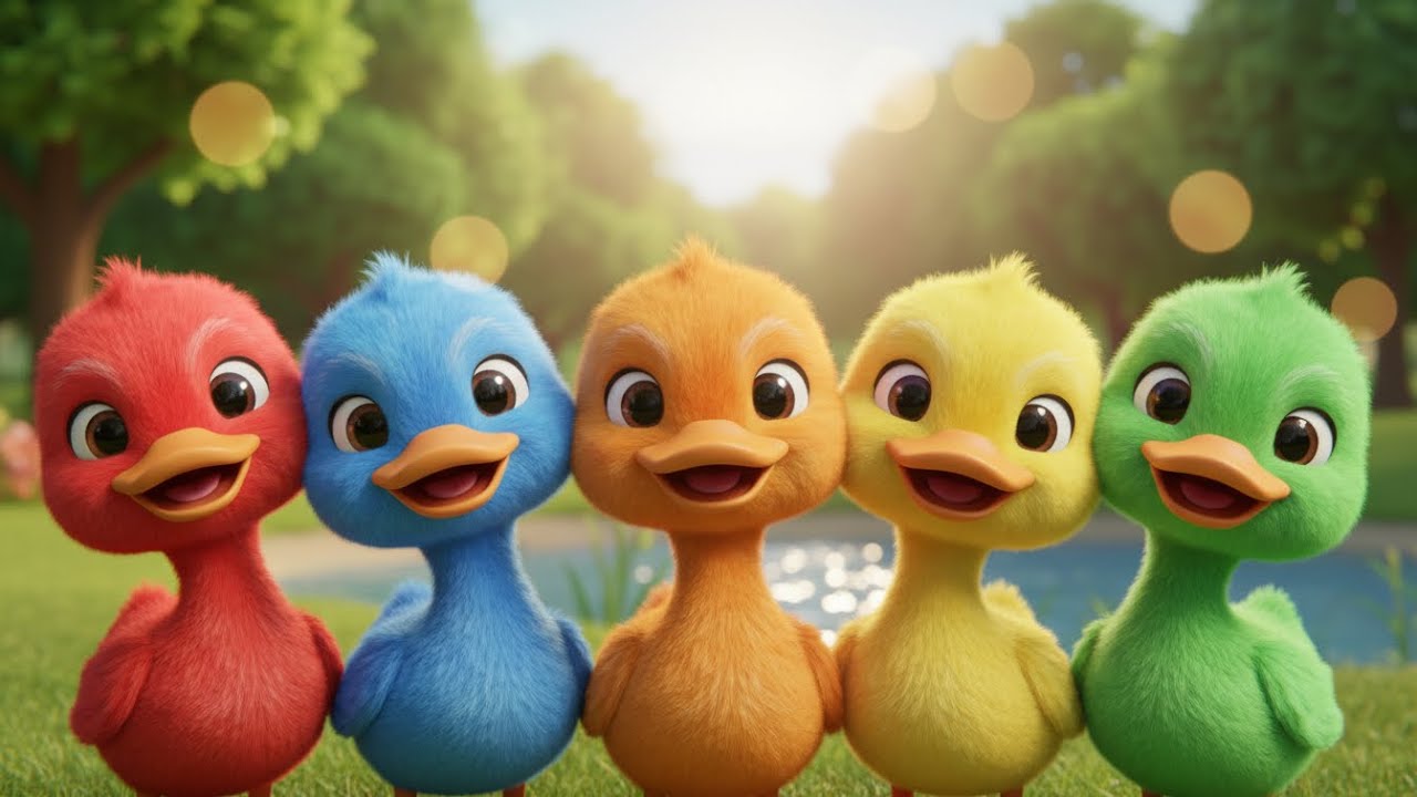 Six Dancing Ducks For Kids | Red Yellow Blue Green Purple Orange | Play & Giggles |
