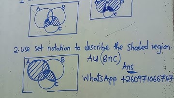 SET THEORY SHADING AND DESCRIBE USING SET NOTATION