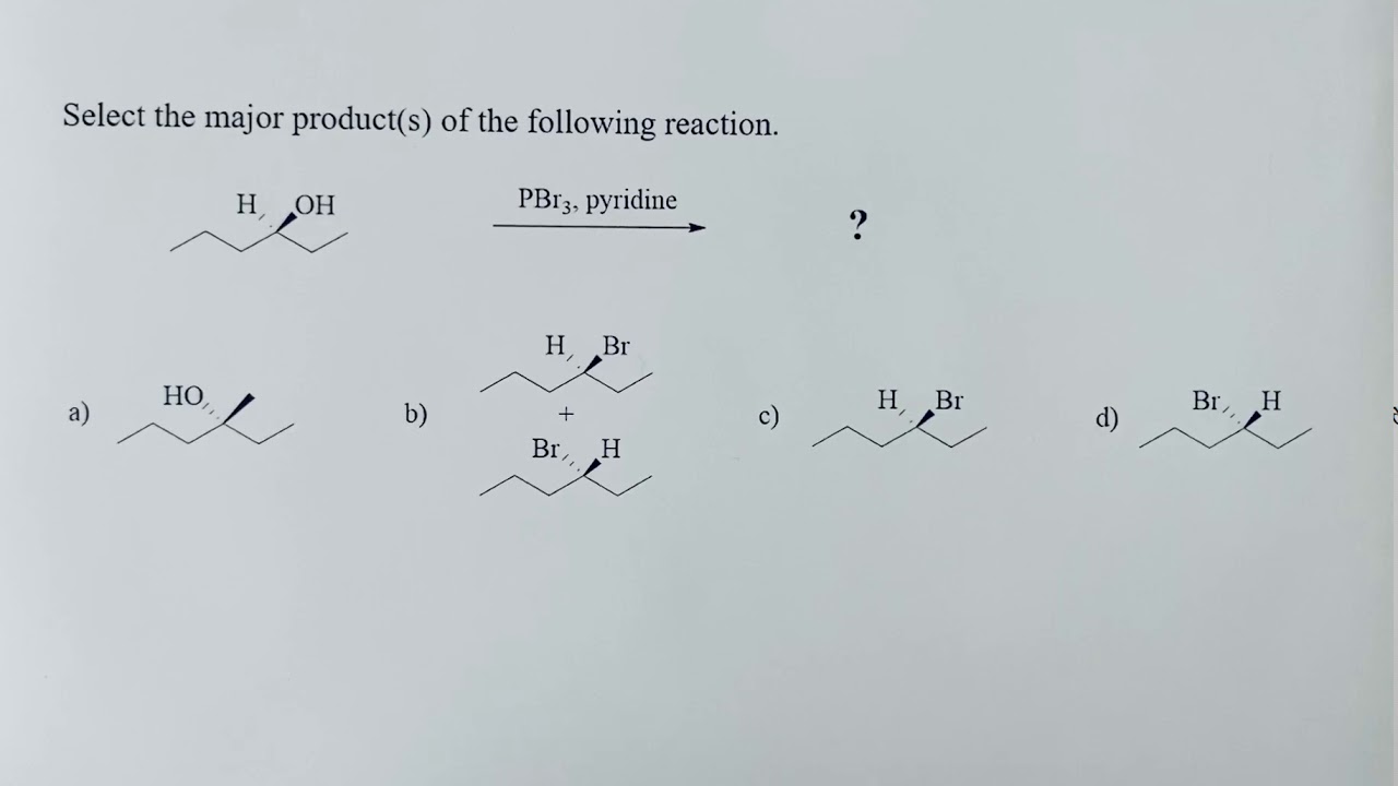 Secondary alcohol with PBr3 example