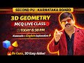 Live 3D Geometry MCQ One Shot | 2nd PUC