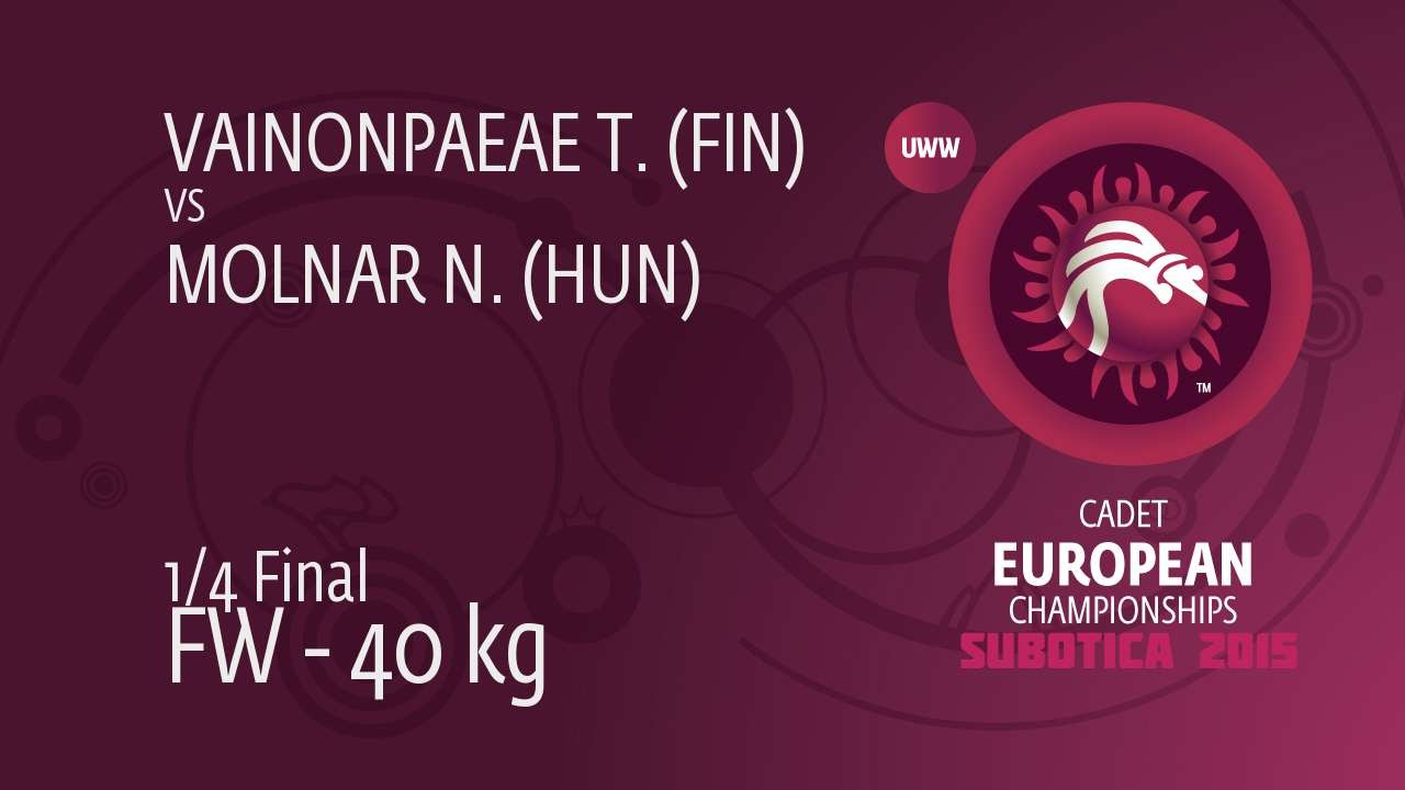 1/4 FW - 40 kg: N. MOLNAR (HUN) df. T. VAINONPAEAE (FIN), 2-1