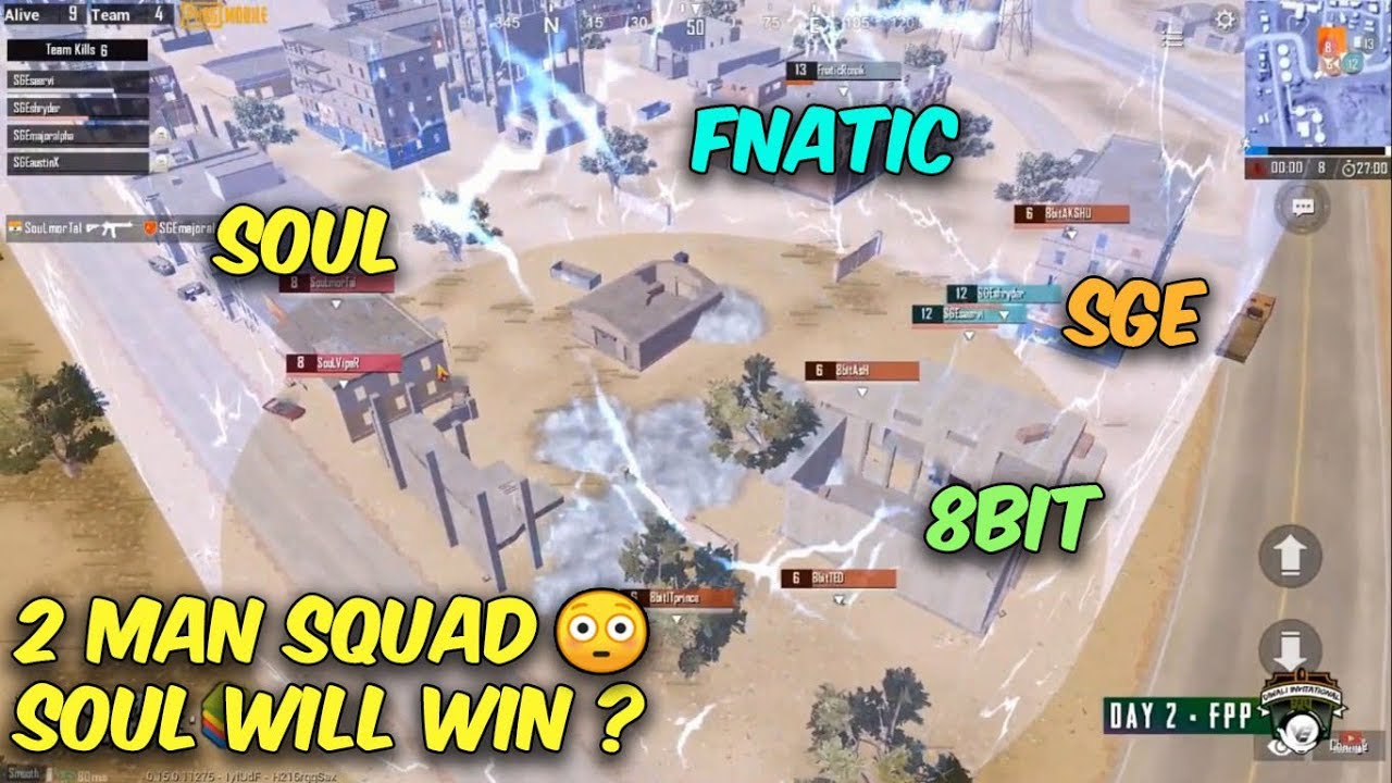 SOUL VS 8BIT VS FNATIC VS SGE , PUBG Mobile Diwali Invitational II VE CUSTOM II G T C