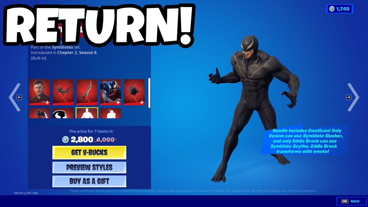 Eddie Brock Skin RETURN RELEASE DATE in Fortnite Item Shop! (Eddie