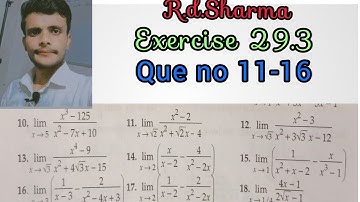 RD SHARMA SOLUTIONS CLASS 11 CHAPTER 29 Limits Ex 29.3 Complete in HINDI Que no 11-16 Solution @dk