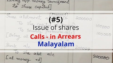 (#5) Company accounts|| Calls-in Arrears+premium in malayalam .