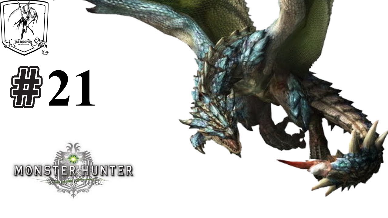 episode 21 we slay the azure rathalos in a group he has no way to escape. 