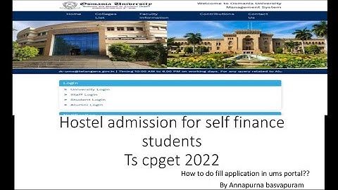 TS Cpget Updates 2022|| Hostel admission process for self finance students||OU campus