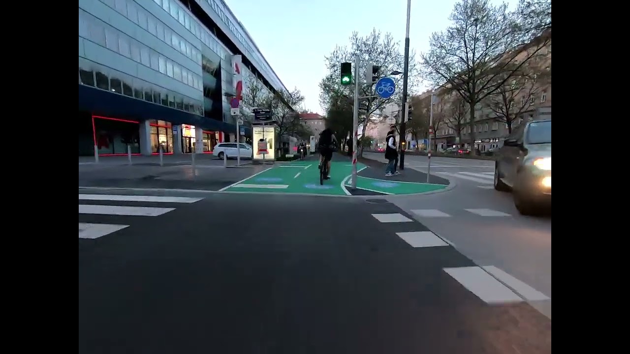Lassallestraße von Praterstern bis Vorgartenstraße bei ca. 20km/h
