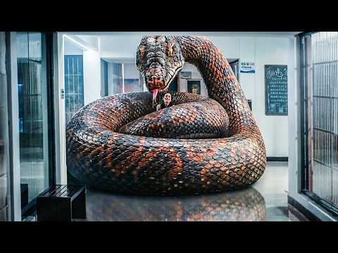 Mutated giant snake raids teaching building, entangles and devours woman.