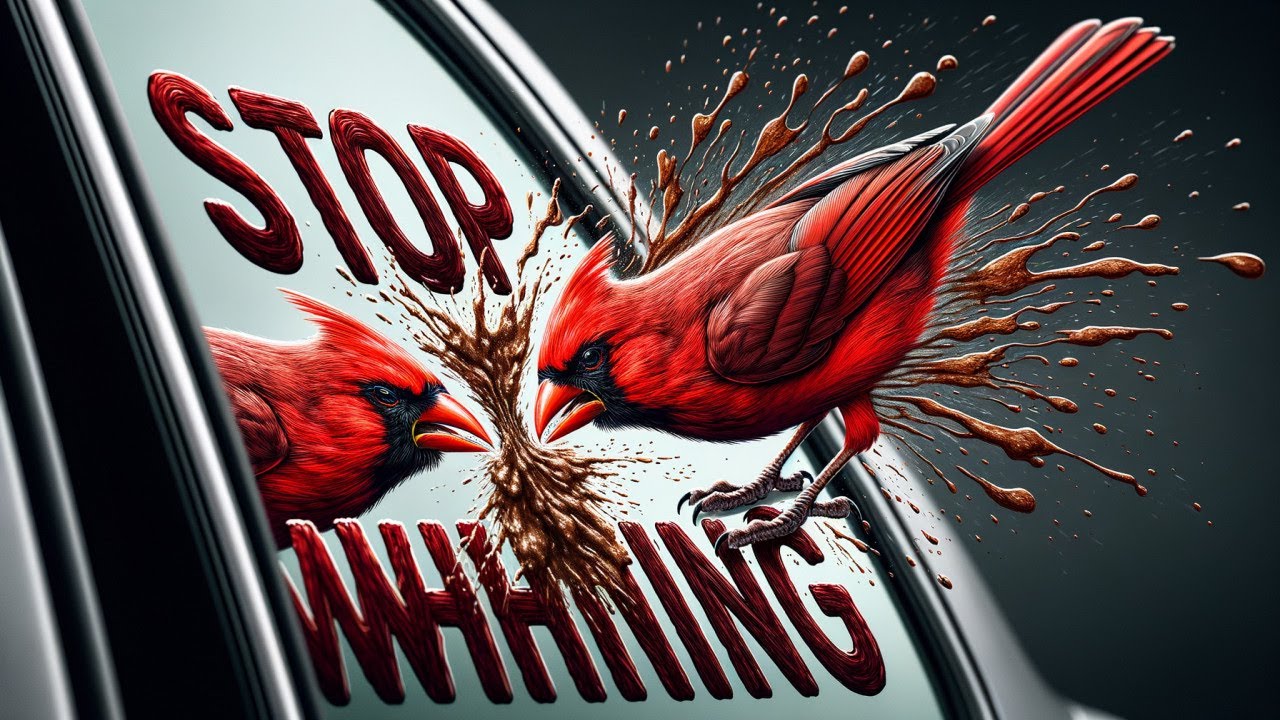 Stop Red Cardinal Pecking at Mirrors and Stooling on Car Door? - YouTube
