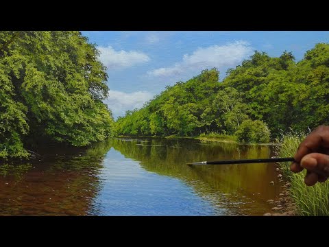 Painting a Realistic River With Acrylic Full Video. /Time Lapse