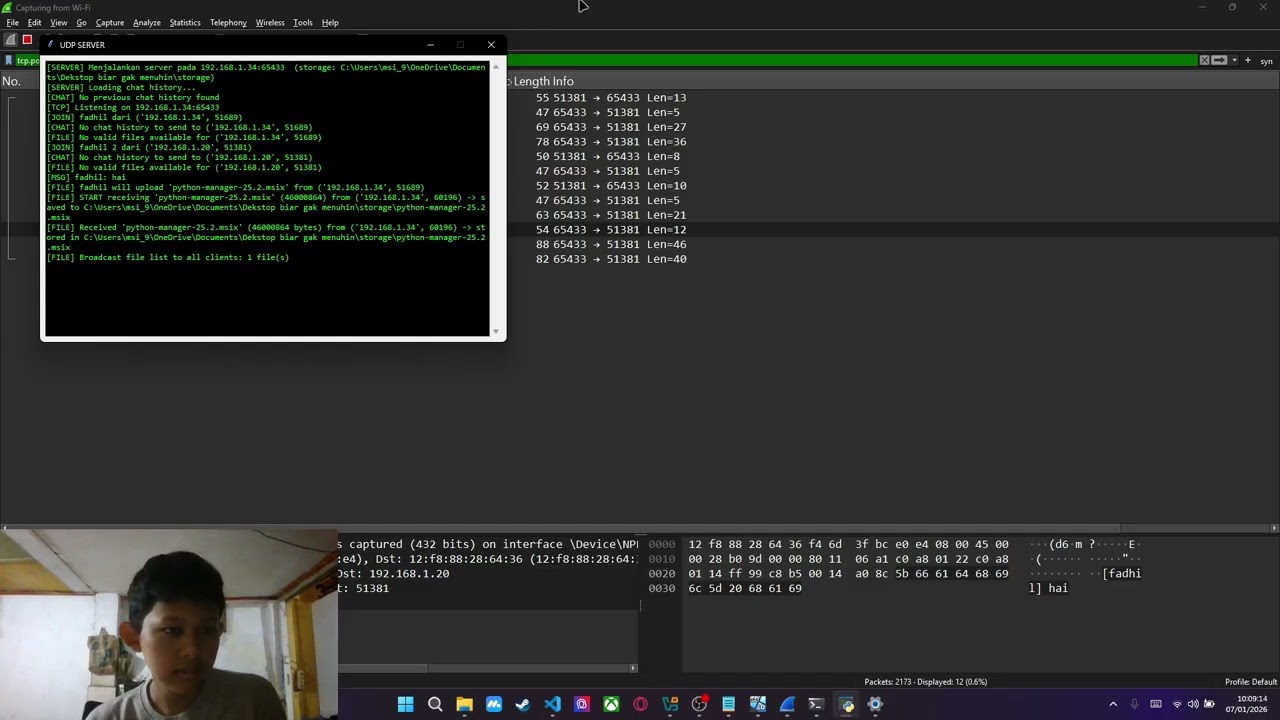 Simulasi Client Server UDP & TCP | Chat & File Transfer + Wireshark Analys