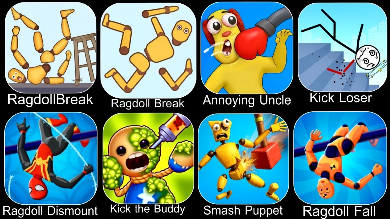 Roblox,Sprunki Survival,Ragdoll Falls,Ragdoll Break,Kick the Buddy,Annoying Uncle Punch,Kick Loser