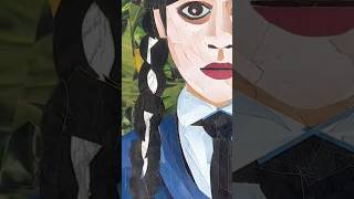 Wednesday Addams inspired portrait (collage made from upcycled magazines)