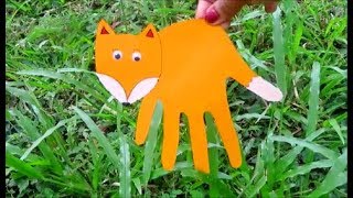 DIY HANDPRINT FOX !! Tutorial / Easy Paper Fox For Kids !
