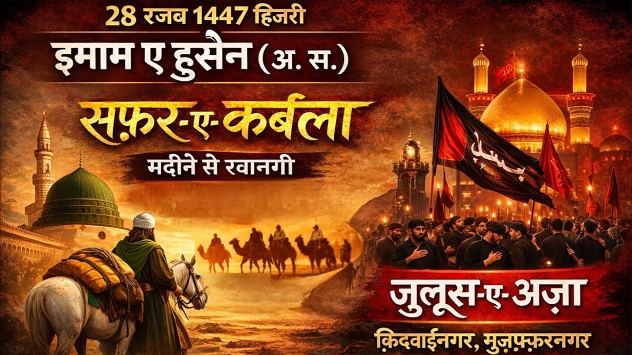 ⚫️ Live Juloos e Aza | Safar e Karbala | 28 Rajab | QidwaiNagar | Muzaffarnagar 2026