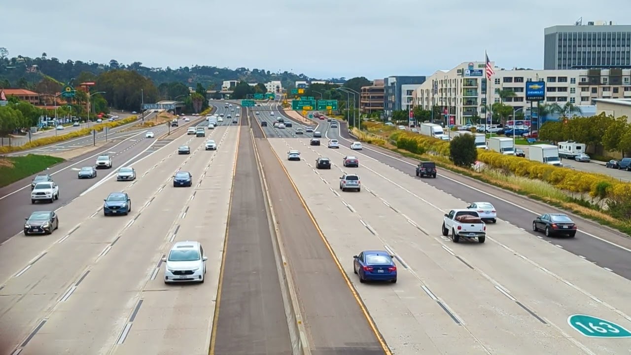 Looking on Highway 8 West direction from Mission Center rd Bridge. San Diego, Sunday, May 2023.