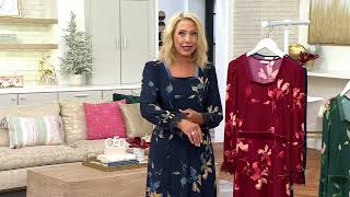 Susan Graver Printed Liquid Knit Lace & Velvet Trim Midi Dress on QVC