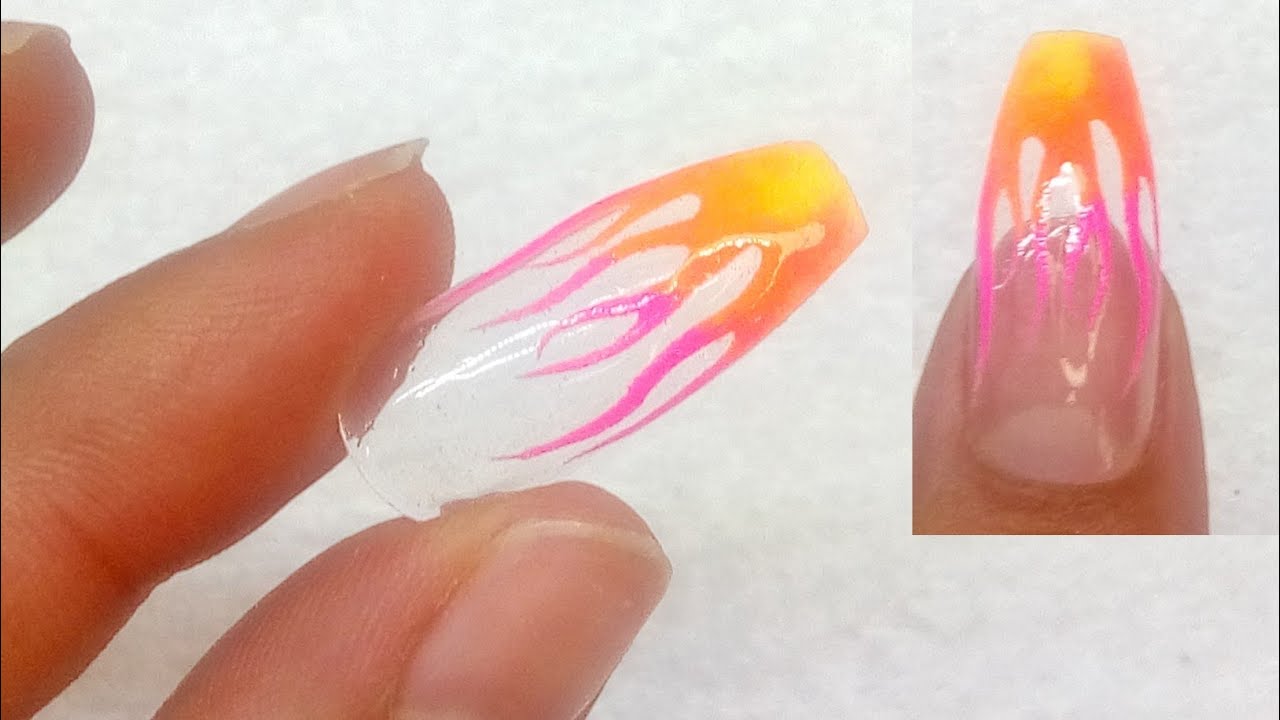 Como hacer flamas en las uñas con gel y acrílicos o pigmentos / How to do  flame nail tutorial - thptnganamst.edu.vn
