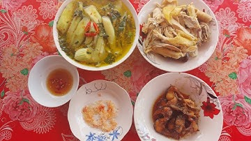 Bữa Cơm Ngon Miệng Cùng Gia Đình Gà Nấu Canh Chua Môn Ngọt Và Cá Lóc Kho Khô. #bepanngocthuymientay