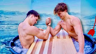 ARM WRESTLING IN AN ICE BATH- Day 11 ice bath challenge