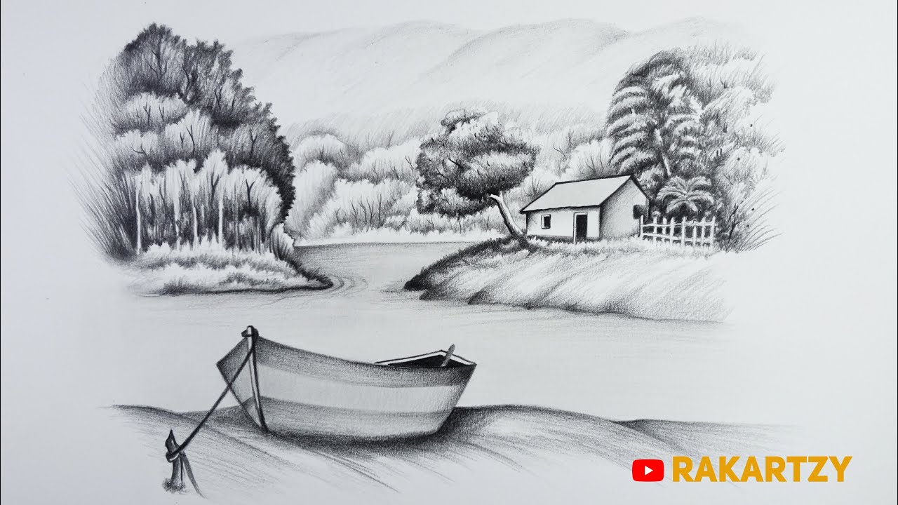 Cartoon How To Draw A Pencil Sketch Landscape Beginner Site Youtubecom for Beginner