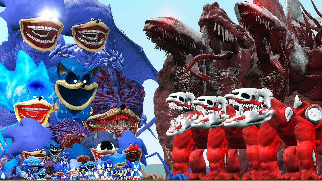 ALL SONIC GODZILLA, SONIC CTHULHU AND SONIC TAPES VS INFECTED SKY PLANES (Garry's Mod)