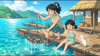 Living on a Pearl Raft & Making Handmade Star Pearl Hair Clip | Ghibli ASMR screenshot 5