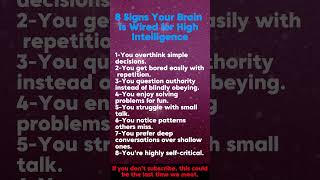 8 Signs Your Brain Is Wired for High Intelligence #shorts