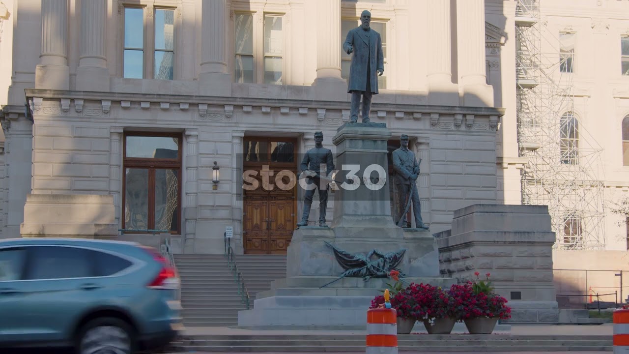Oliver P Morton Statue Outside Indiana State Capitol Building, Indianapolis, USA 1