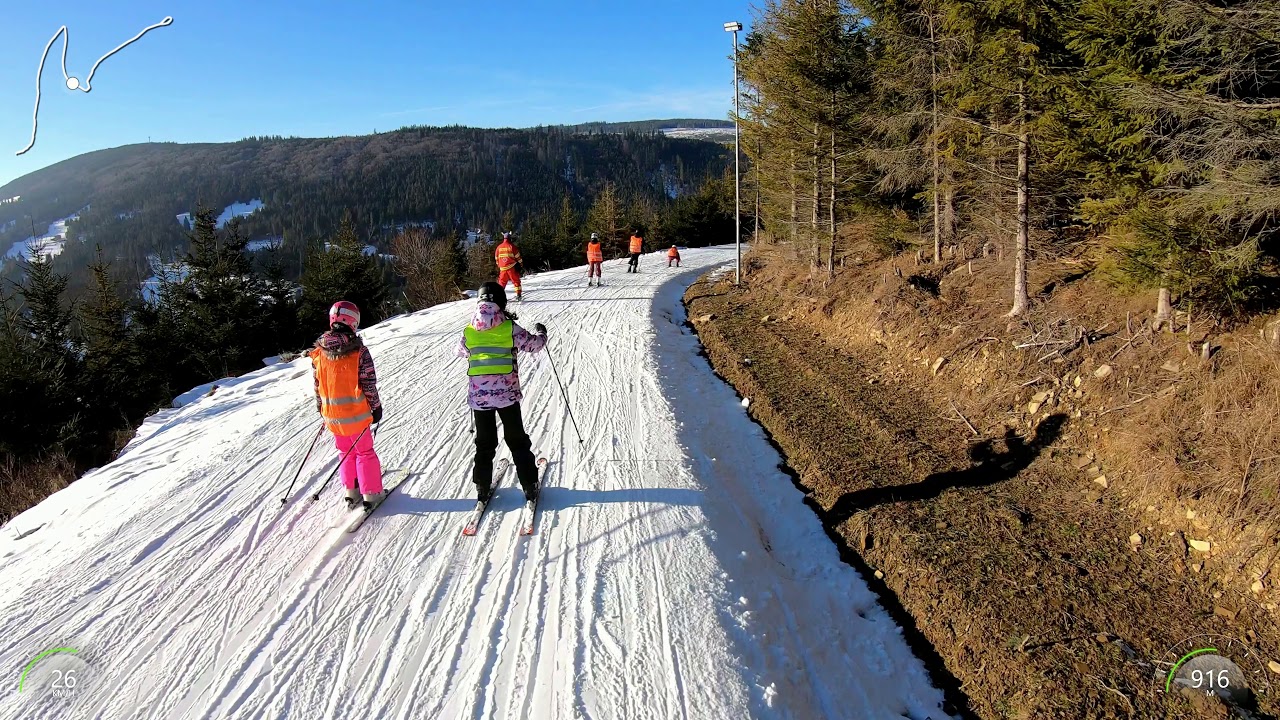 Oravice (Meander Ski) - Trasa 3 - Familijna, 4K, Gimbal, Słoneczko, Narty