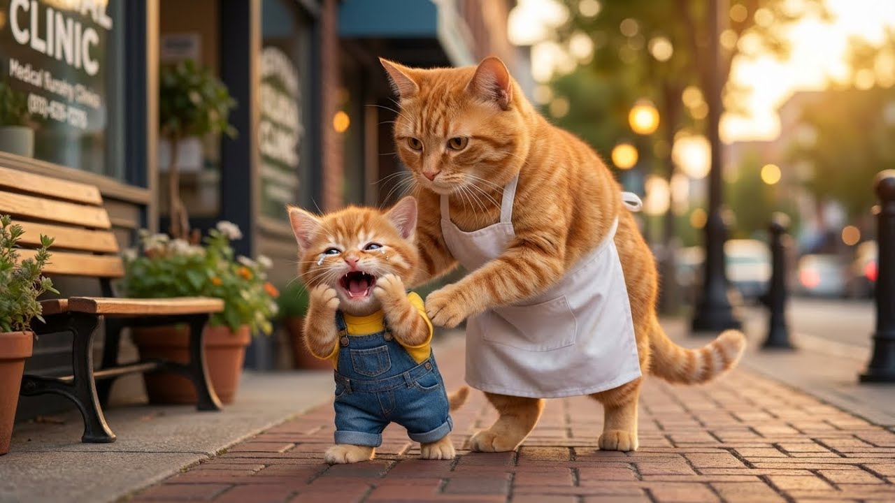 Рыжий котенок кричит от боли, пока его кошка спешит к стоматологу в отделение неотложной помощи.