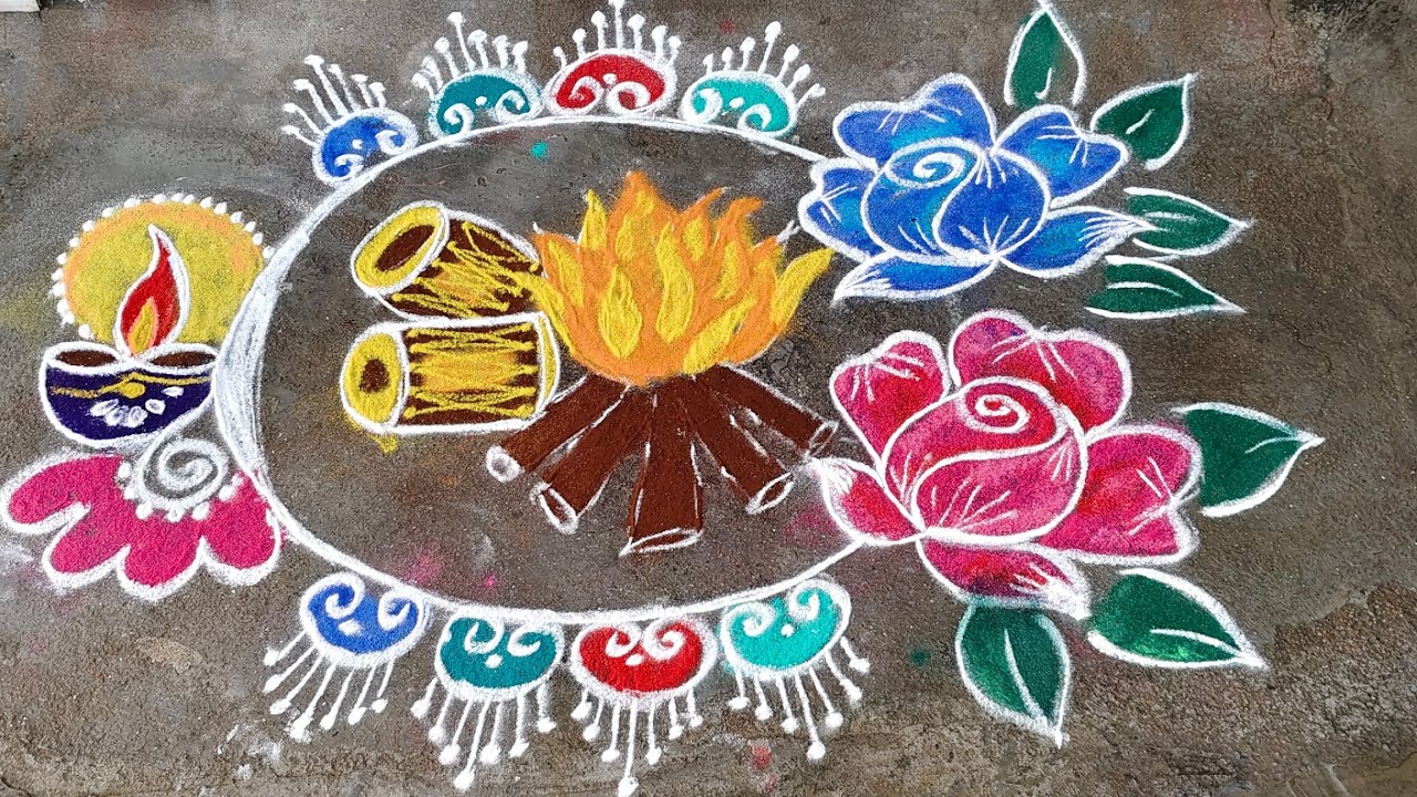 Bhogi special rangoli designs... Pongal kolam designs.. 