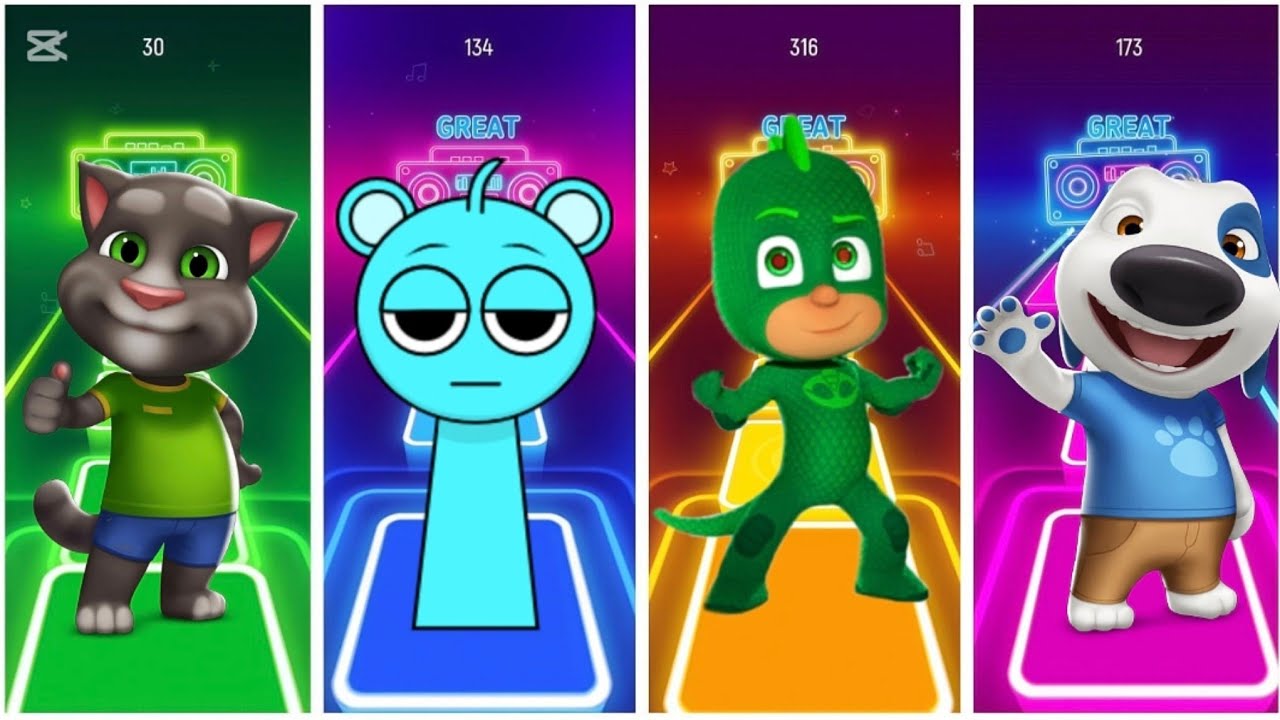 Paw Patrol Tiles hop/ My TalkingTom VS Pj Masks VS TalkingBen the Dog