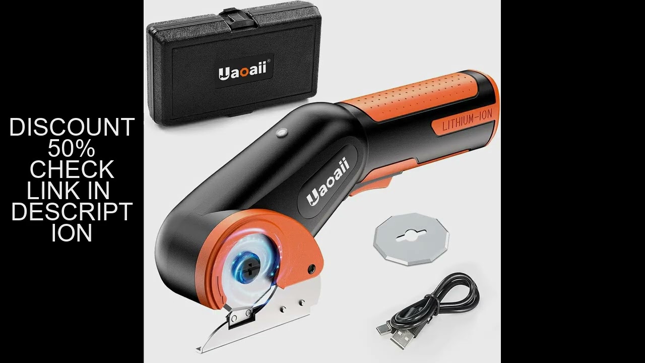 Cordless Electric Scissors, Electric Cardboard Box Rotary Cutter w/Replacement Blade & Storage Case,