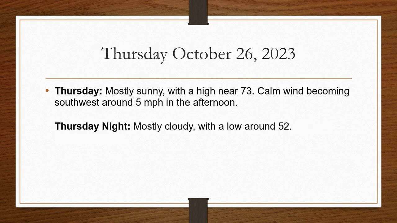 The Hudson Valley’s Weather Forecast 10 24 2023