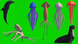 Cartoon Sea Animal Green Screen Animal Idle Green Screen
