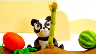 Panda Bear playing bamboo - BabyClay