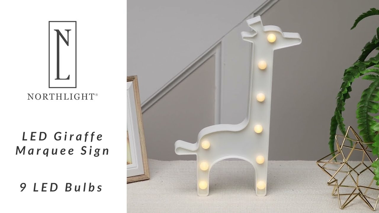 LED Lighted Giraffe Marquee Wall Art - 11.5" - White | Northlight FM93583 | Northlight