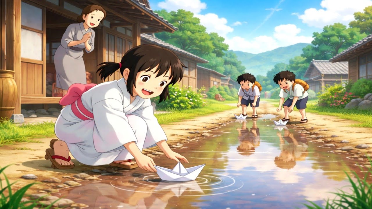 A Rainy Afternoon in a Quiet Village | Silent Ghibli Animation”