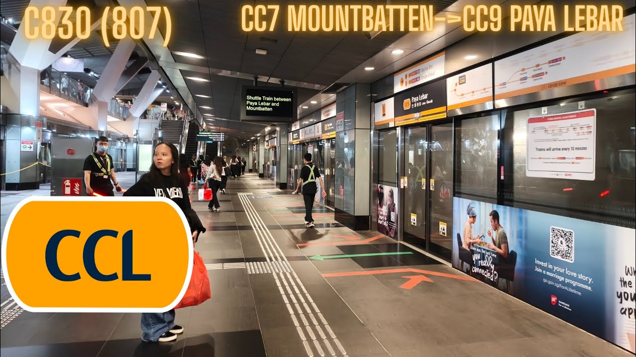 CC7 Mountbatten-CC9 Paya lebar Alstom Metropolis C830 (807) CCL Shuttle train 