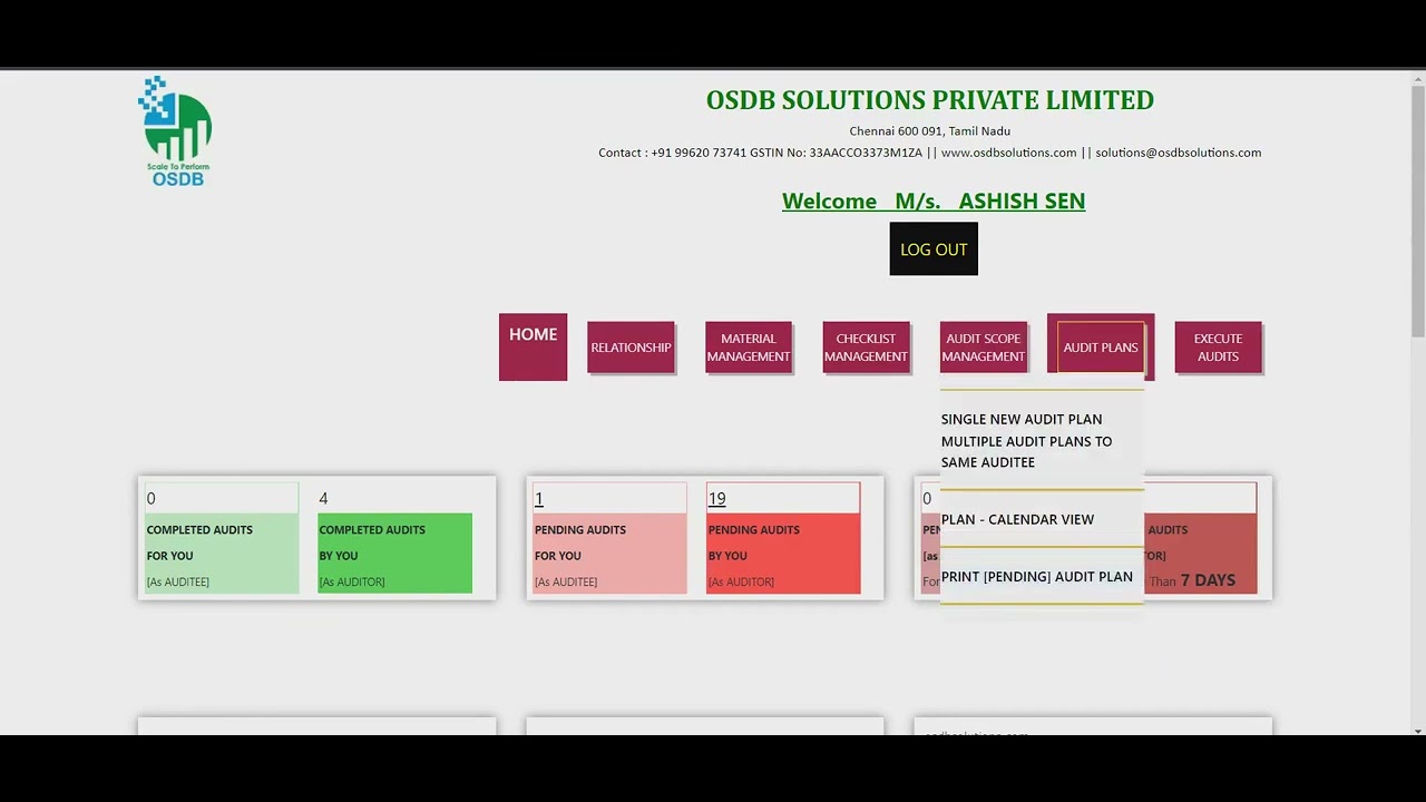 Unique AUDIT PLAN Calendar Of simpliRP Compliance Management System