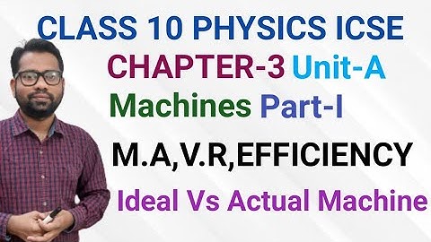ICSE PHYSICS CLASS 10 Chapter-3 Machines Unit-A Terms related MA,VR,Efficiency, Types Of Machines